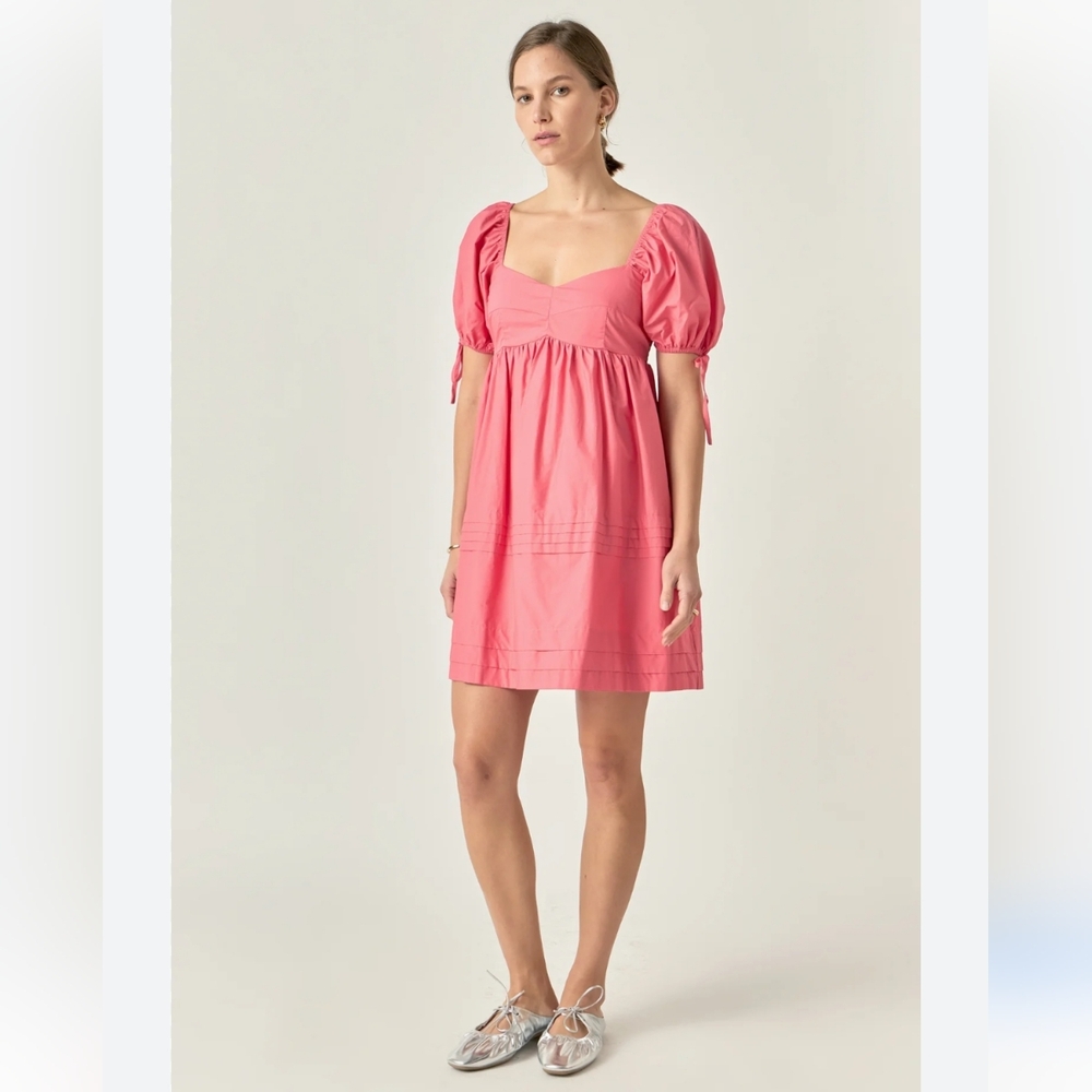 English Factory Pink Puff Sleeve Sundress
